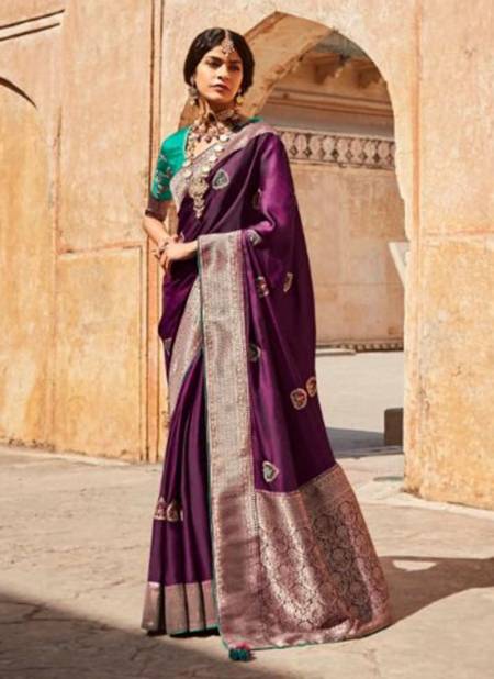 Purple Colour KIMORA SUNEHRI 17 Heavy Wedding Wear Silk Designer Latest Saree Collection 1429